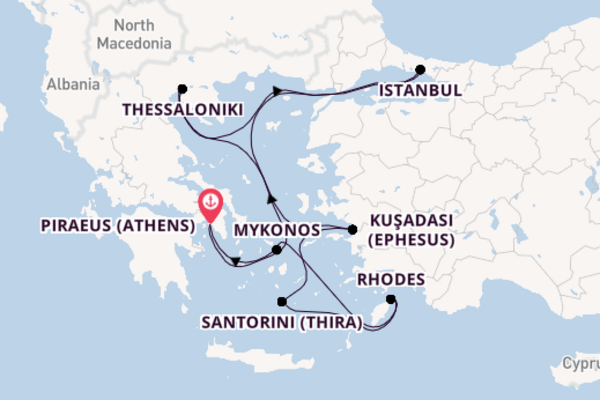 Eastern Mediterranean from Piraeus (Athens), Greece with the Celebrity Infinity