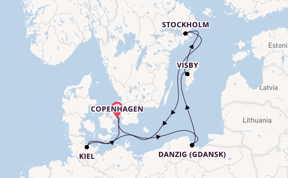 Baltic Sea from Copenhagen, Denmark with the Costa Diadema