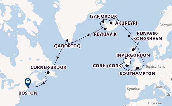Transatlantik ab Southampton, Großbritannien auf der Caribbean Princess
