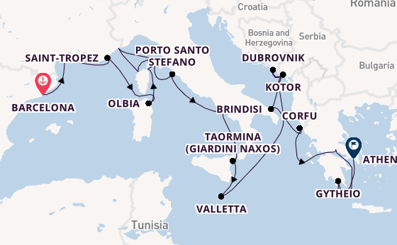Mediterranean Sea from Barcelona, Spain with the Seabourn Ovation 