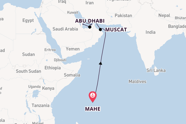 Middle East from Mahe, Seychelles with the Silver Shadow