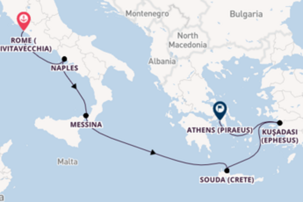 Sailing with Viking Ocean Cruises from Civitavecchia (Rome) to Athens (Piraeus)