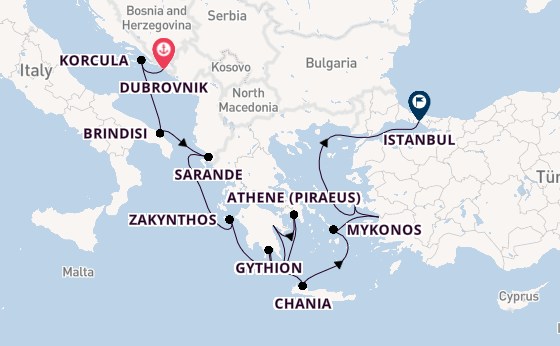 Oostelijke Middellandse Zee vanaf Dubrovnik, Kroatië met de Seabourn Quest