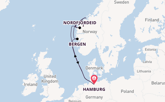 Noorwegen vanaf Hamburg, Duitsland met de Costa Favolosa