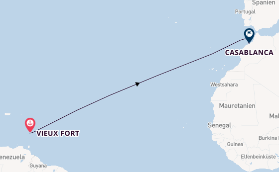 Südliche Karibik ab Vieux Fort, St Lucia auf der Le Champlain
