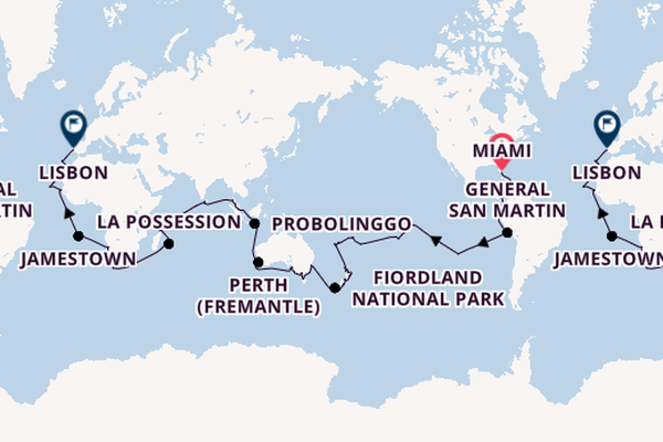 Round-the-World Trip from Miami, Florida, USA with the Seabourn Quest