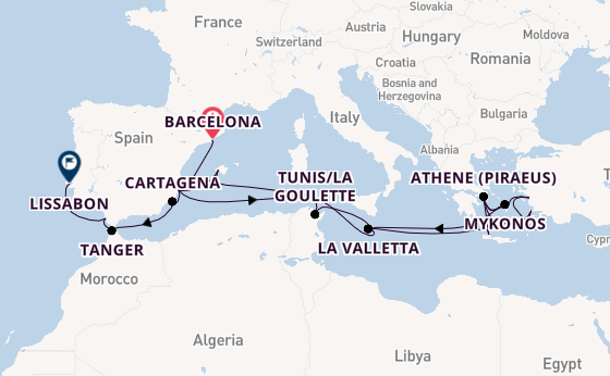 Middellandse Zee vanaf Barcelona, Spanje met de Nieuw Statendam