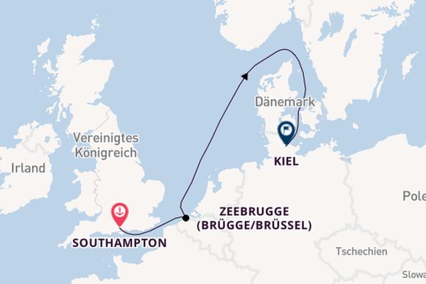 England ab Southampton, Großbritannien auf der Costa Diadema