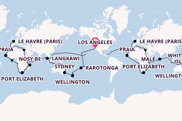 Round-the-World Trip from Los Angeles, California, USA with the Viking Sky