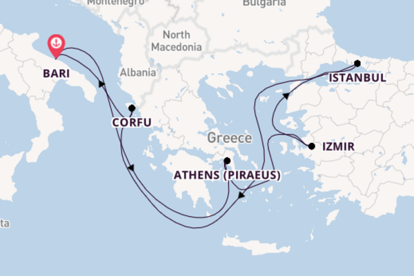 Mediterranean Sea from Bari, Italy with the MSC Sinfonia