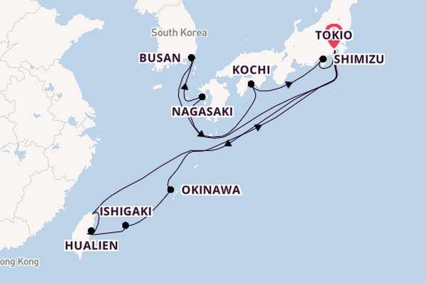 Oost-Azië vanaf Tokio, Japan met de Diamond Princess