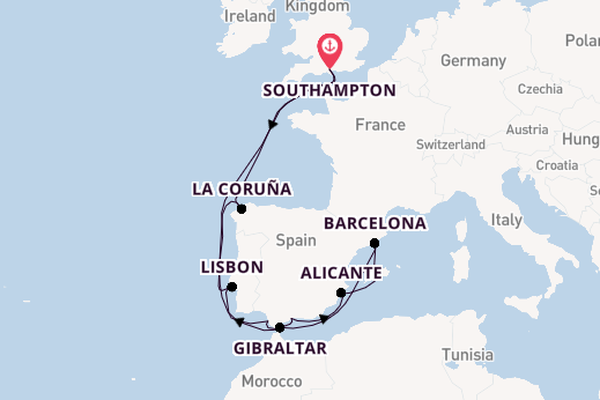 Western Mediterranean from Southampton, England with the MSC Virtuosa