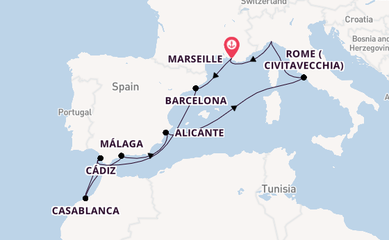 Western Mediterranean from Marseille, France with the MSC Magnifica