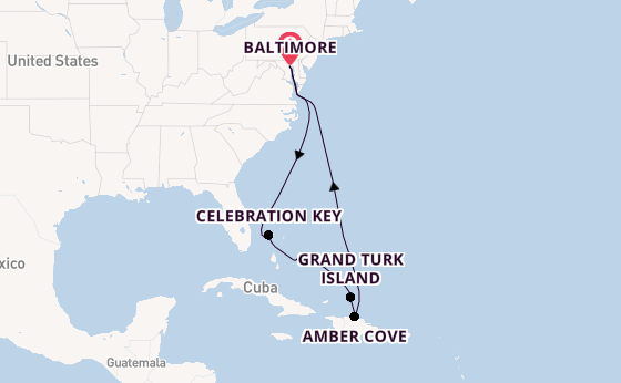 Caribbean from Baltimore, Maryland, USA with the Carnival Miracle