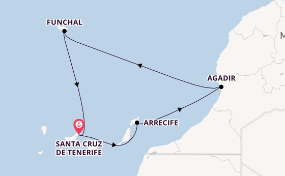 Canary Islands from Santa Cruz de Tenerife, Spain with the Azura