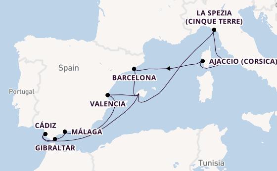 Westelijke Middellandse Zee vanaf Palma de Mallorca, Mallorca, Spanje met AIDAmar