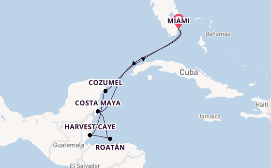 Western Caribbean from Miami, Florida, USA with the Allura