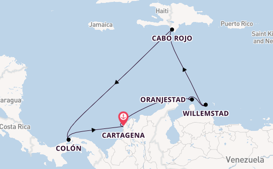 Caribbean vanaf Cartagena, Colombia met de Grandeur of the Seas