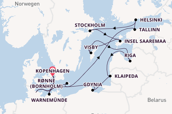 Ostsee ab Kopenhagen, Dänemark auf der EXPLORA V