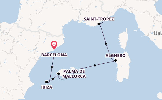 Western Mediterranean from Barcelona, Spain with the Ilma