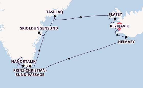 Arktis ab Reykjavik, Island auf der Seabourn Venture