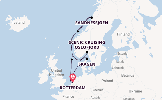 Noorwegen vanaf Rotterdam, Nederland met de Nieuw Statendam