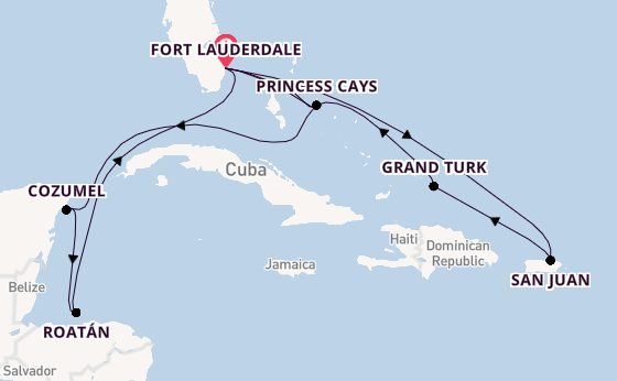 Caribbean vanaf Fort Lauderdale, Verenigde Staten met de Sun Princess