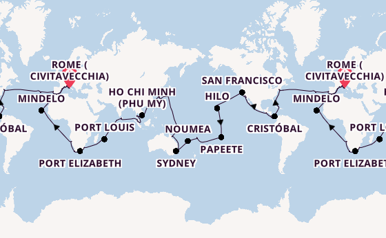 World Cruise from Rome (Civitavecchia), Italy with the Costa Deliziosa