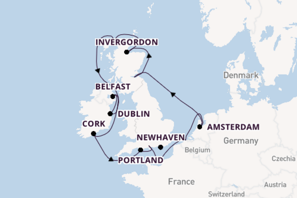 Britse Eilanden vanaf Southampton (Londen), Engeland met de Norwegian Star