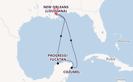 Westliche Karibik ab New Orleans (Louisiana), USA auf der Carnival Dream