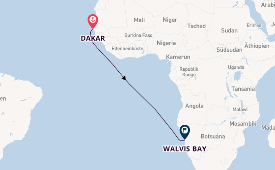 Afrika ab Dakar, Senegal auf der Le Dumont-d'Urville