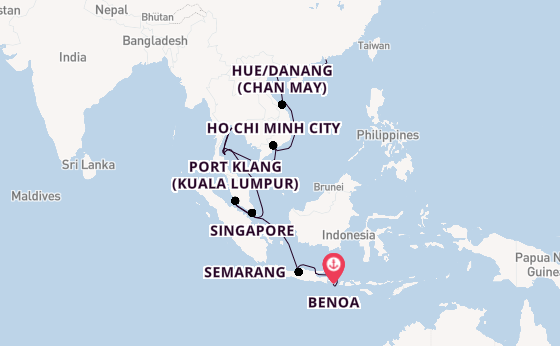South East Asia from Bali (Benoa), Indonesia with the Viking Venus