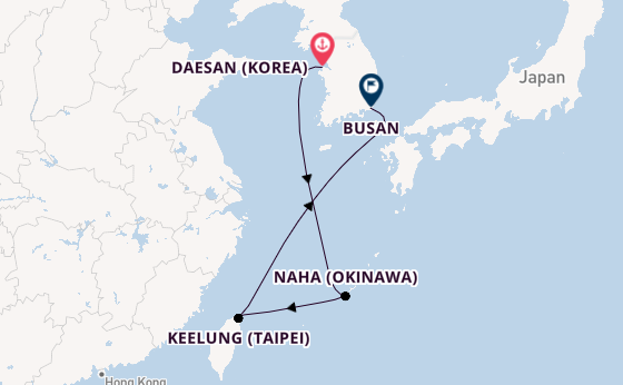 Oost-Azië vanaf DAESAN (KOREA) met de Costa Serena