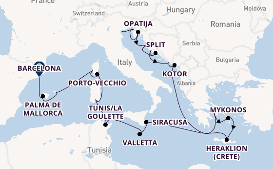 Mediterranean Sea from Fusina (Venice) with the Azamara Journey