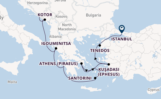 Eastern Mediterranean from Dubrovnik, Croatia with the Regatta