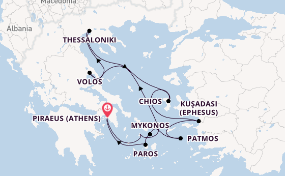 Eastern Mediterranean from Piraeus (Athens), Greece with the Azamara Onward