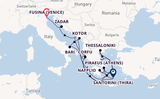 Eastern Mediterranean from Fusina (Venice) with the EXPLORA II