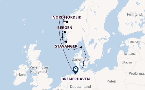 Norwegen ab Kiel, Deutschland auf der Mein Schiff 3