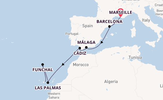 Westelijke Middellandse Zee vanaf Marseille, Frankrijk met de Costa Smeralda