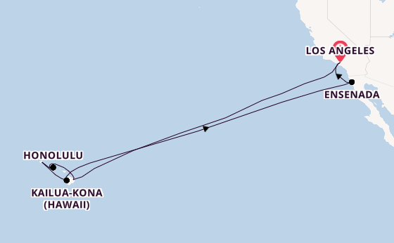 Hawaii from Los Angeles, California, USA with the Crown Princess