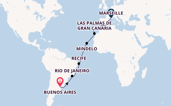 Transatlantic from Buenos Aires, Argentina with the Costa Serena