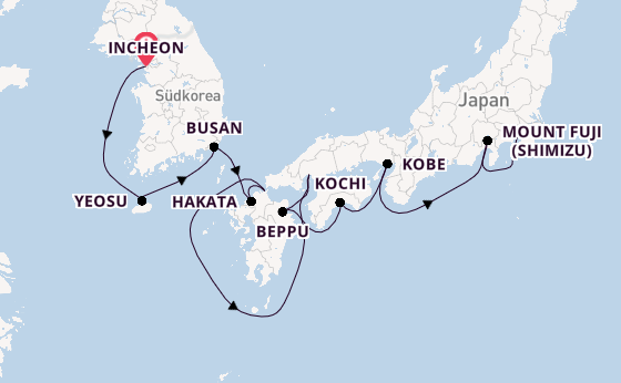 Ostasien ab Incheon, Südkorea auf der Azamara Quest