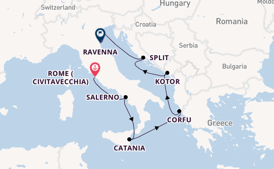 Mediterranean Sea from Rome (Civitavecchia), Italy with the Norwegian Gem