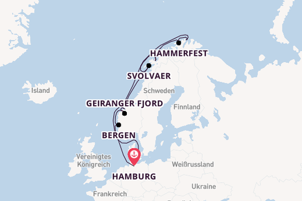 Norwegen ab Hamburg auf der VASCO DA GAMA