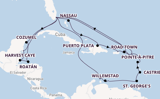 Caribbean vanaf Miami, Verenigde Staten met de Sirena