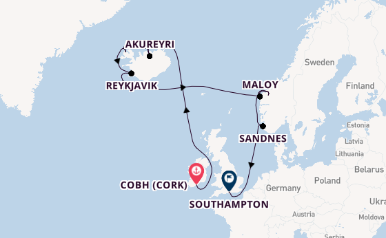 Norway from Cobh (Cork), Ireland with the MSC Virtuosa
