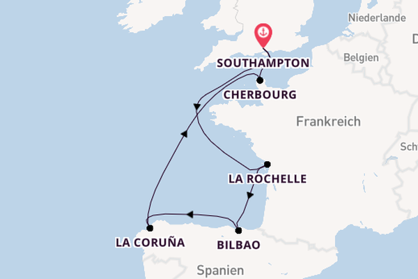 England ab Southampton, Großbritannien auf der MSC Virtuosa