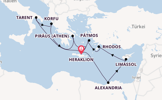 Östliches Mittelmeer ab Heraklion, Griechenland auf der Mein Schiff 5