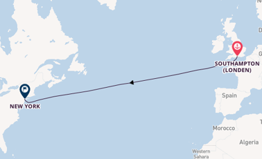 trans-Atlantisch vanaf Southampton (Londen), Engeland met de Queen Mary 2