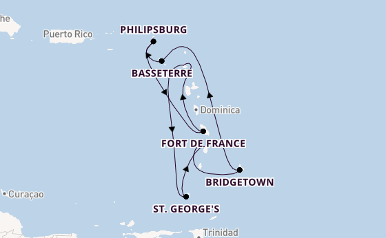 Südliche Karibik ab St. John's, Antigua und Barbuda auf der Iona